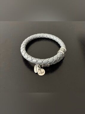 Alex and Ani Bracelet, Braided Leather Wrap, Spring Shower